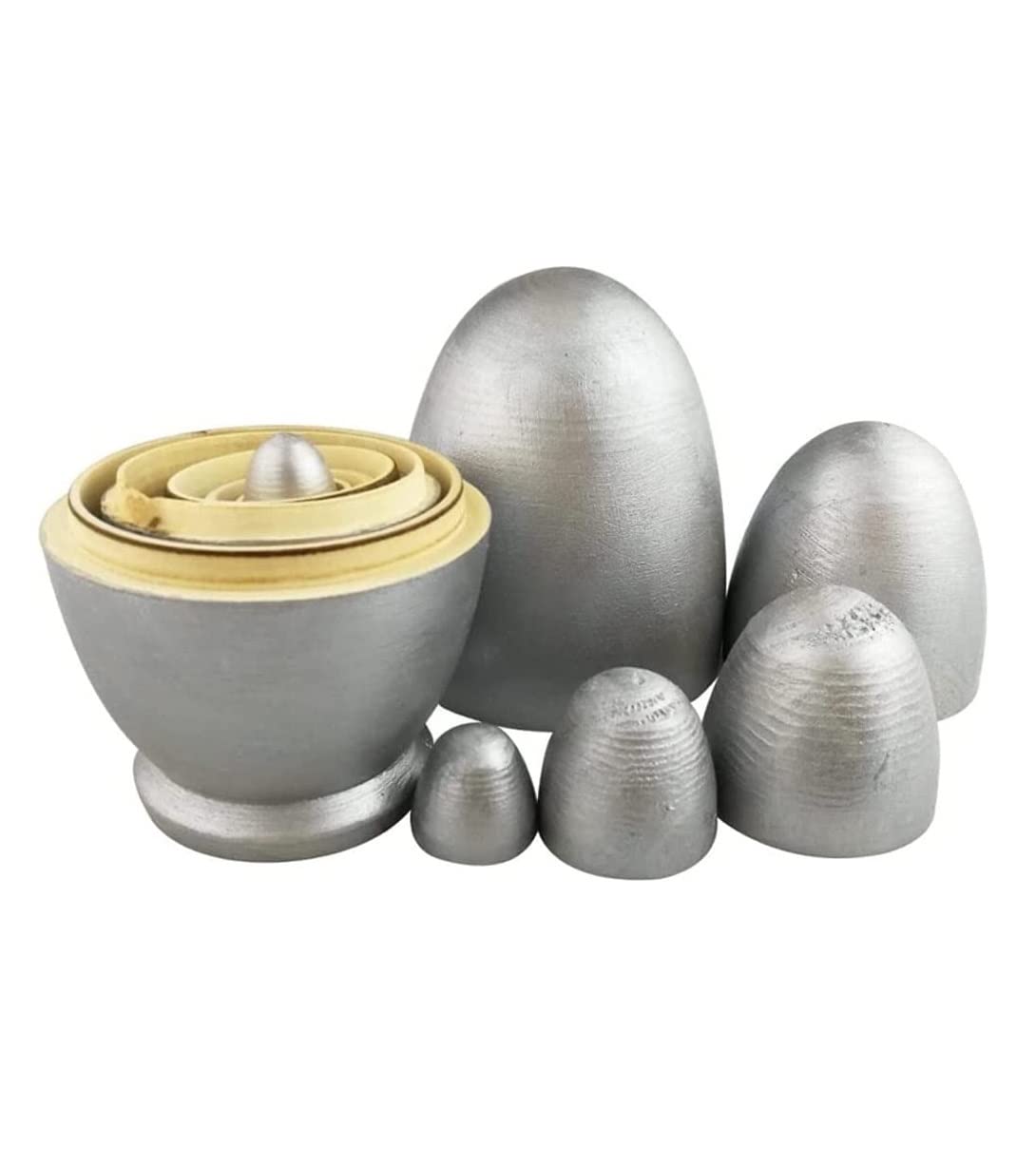 Rosyjskie Lalki Matryoshka DIY Srebrny Kształt Jajka Ręcznie Drewniane Rosyjskie Gniazdowania Lalek Zestaw 6 Sztuk Lalka Matrioszka