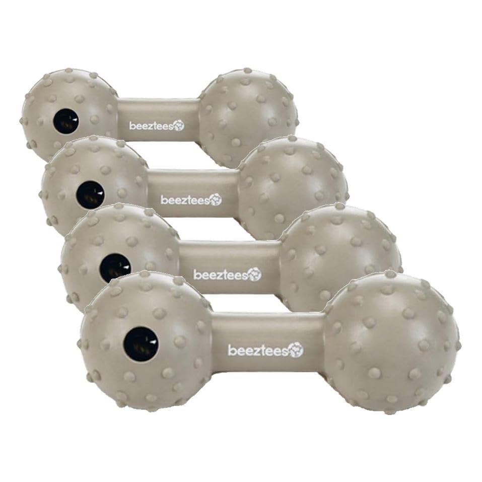 Beeztees Köpek Oyuncağı, Ödül ve Oyun, Dambıl, Kauçuk, Bej, 11,5cm (4 paketi)