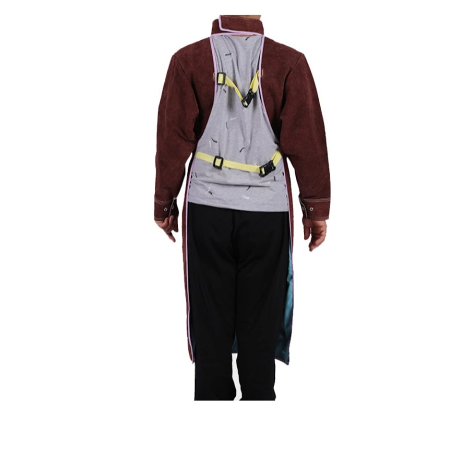 Delantal de soldadura de cuero con manga, abrigo de soldadura resistente a la llama de calor for hombres for mujeres, chaqueta de soldadura de servicio pesado, Accesorios de soldadura(Blauw,XL)