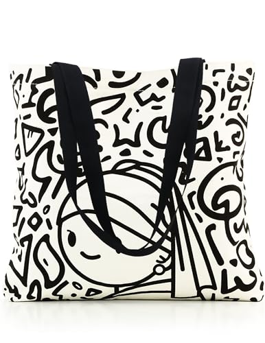 GODWOODS Bolsa de mão de lona estética com zíper para mulheres, bolsas de ombro de viagem, bolsas com compartimentos, Menina perolada, Large
