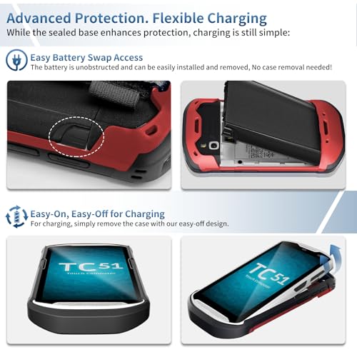 protective case cover for zebra tc51 tc52 tc56 tc57 tc510k rugged boot with hand strap for zebra phone case with tempered glass red