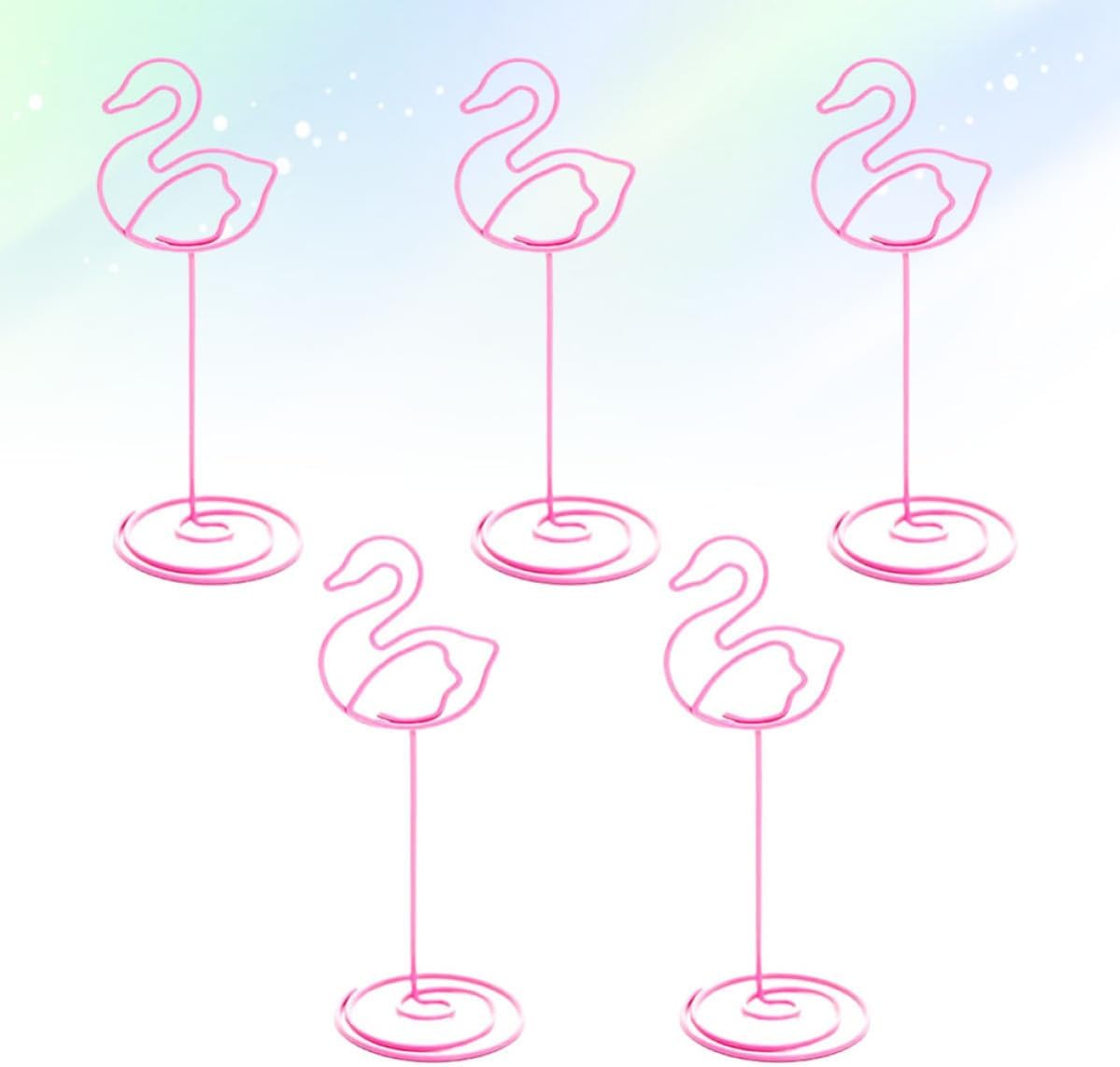 Cabilock 5 Pcs Metal Flamingo Shape Photo Clips Table Number Holders Desktop Name Holders Memo Clips for Potluck and Anniversaries Party