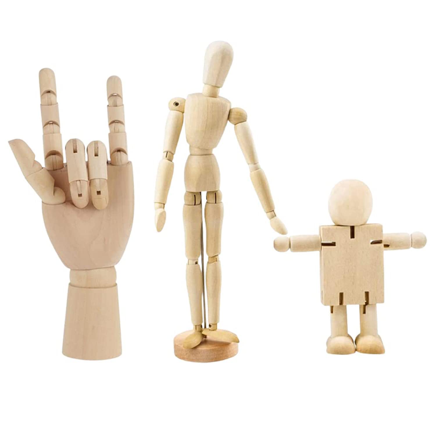 Manichino in legno con supporto 3 pezzi design figure giunture per dipingere