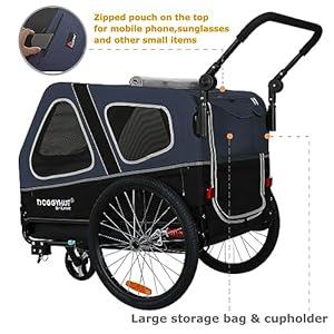   DOGGYHUT-S-Line-XL-Pet-Bike-Trailer-Stroller-for-Dogs-Up-to-100-lbsFolding-Frame-Cart-Suspension-WheelsLow-Center-of-Gravity-Parking-Brakes