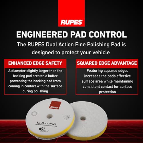Image of RUPES 85mm Pack of 48 Yellow D-A FINE Microfiber Polishing Pads | Compatible with 3 inch Backing Plate | Enhances Final Finish & Gloss | Romoves Moderate Defects and Swirl Markings