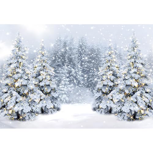 dnldliq 5x3ft Winter Forest Backdrop Snowy Scene Glitter Christmas Trees