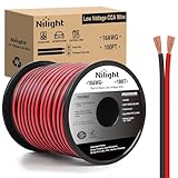 Nilight 100FT 18AWG Copper Clad Aluminum Wire 18/2 Gauge Red Black CCA Electrical Cable 2 Conductor Parallel 12V/24V DC Flexible Extension Cords for Car Audio Radio Speaker Amplifier