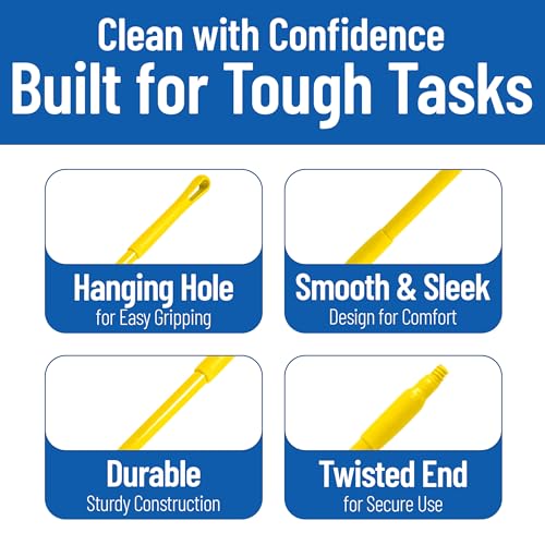Image of SPARTA 41225EC04 Fiberglass Broom Handle, Mop Handle, Replacement Handle With Acme Threaded Tip For Commercial Cleaning, 48 Inches, Yellow, (Pack of 12)