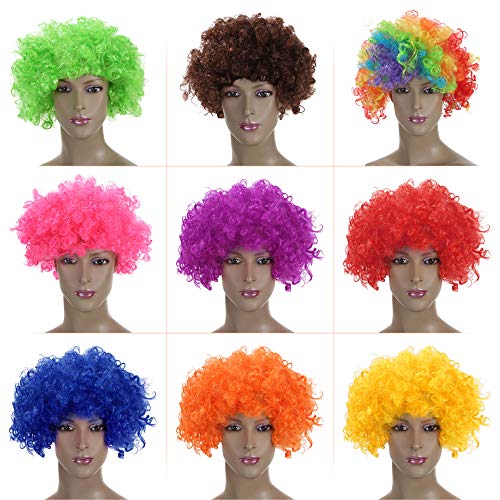 KKmoon Adulto colorido palhaço afro peruca cabelo cacheado disfarce de halloween fantasia cosplay pe