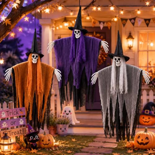 Bearhug Halloween Hanging Ghost Decorations, 3 Pack Scary Reaper Decor - image 8