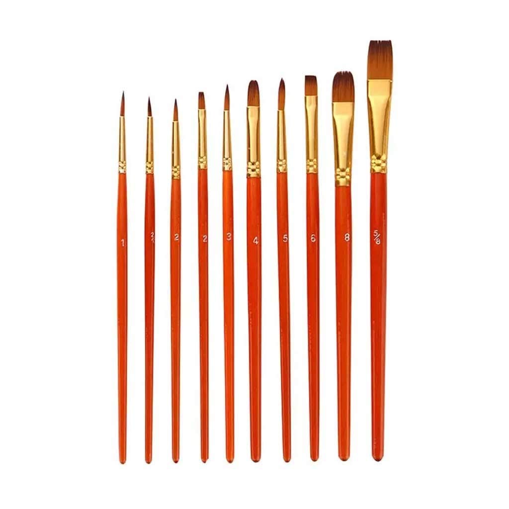 Pinceaux en Nylon et Laine, Manche en Bois, pour Peinture à l'huile, Gouache, Acrylique, destinés aux étudiants et aux Artistes.
