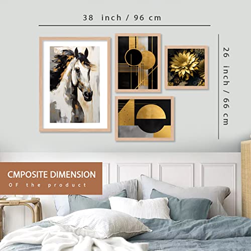 Image of kotart Aesthetic Modern Wall Decor Paintings with Frame for Home Decoration - Painting for Living Room Bedroom - Painting for Wall Decoration (14 x 18 inch) Set of 4 (Classic Wall Painting, 3)