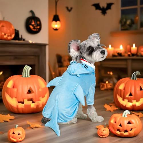 NACOCO Halloween Shark Dog Costume - Pet Christmas New Year Hoodie Warm Party Coat Outfit for Small and Medium Cat Dog Clothes(Blue Shark,S) - image 4