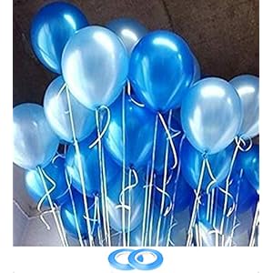 AMFIN 10-inch Metallic Balloons Light Blue for Birthday Decoration – Pack of 50