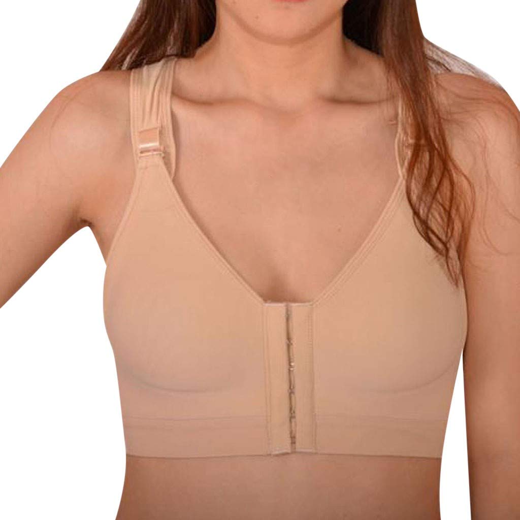 Keepmove Women's Sports Support Bra Front Closure Adjustable Straps Wire Free Racerback