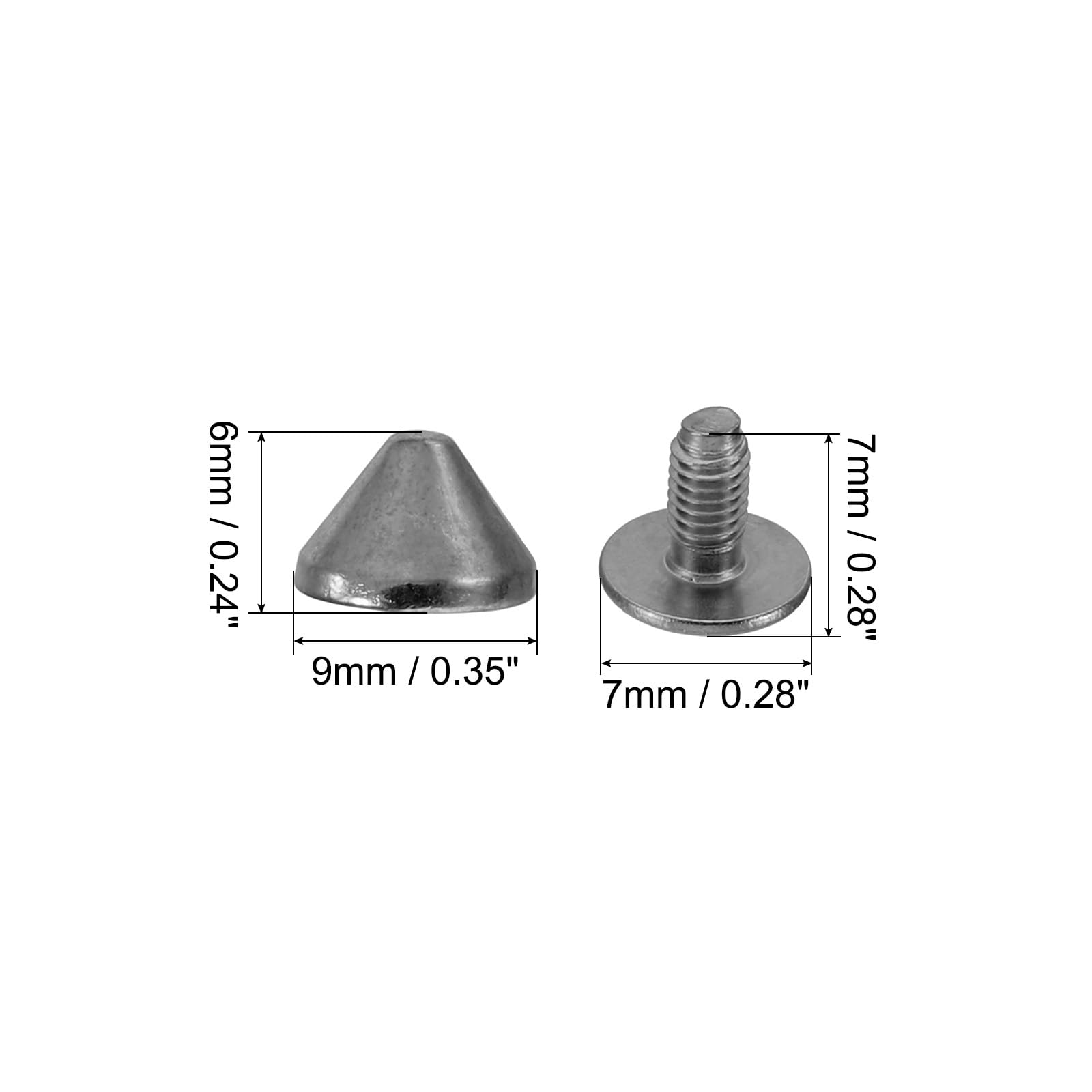 PATIKIL 9mm Studs for Clothing 20 Sets Studs and Spikes Leather Rivets Cone Spikes Metal Screw Studs for Clothing Leather Crafts Fabric Shoes Punk Bag Leathercraft - Image 2