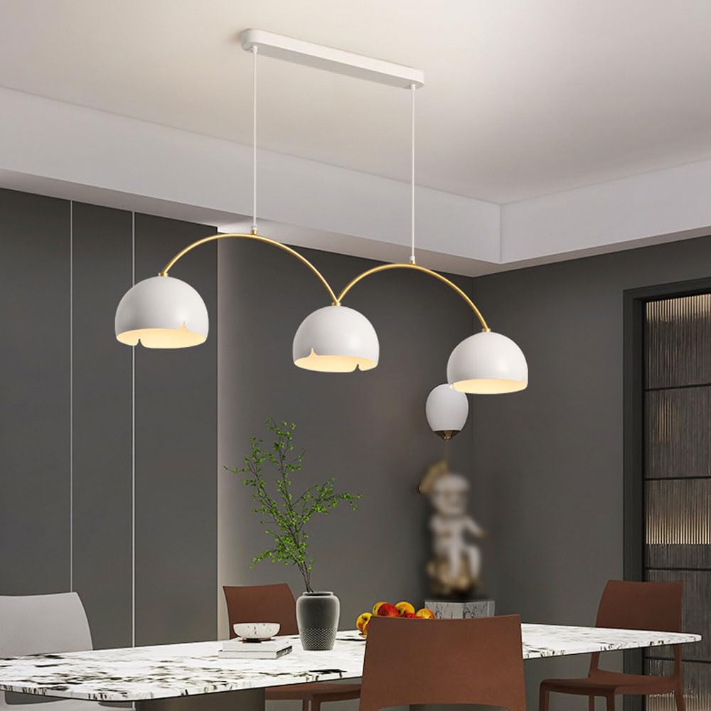 Lampe suspendue LED en métal blanc au design minimaliste classique pour grand salon