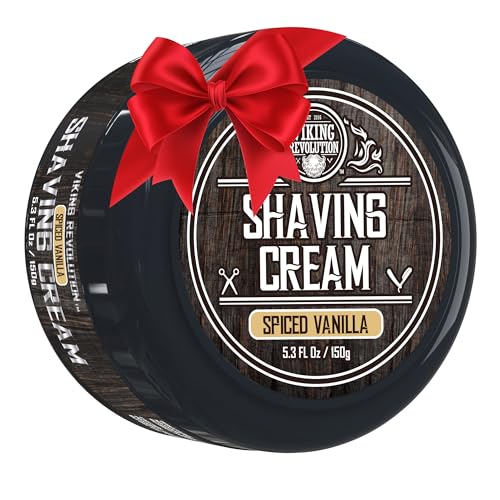 Viking Revolution Luxury Shaving Cream for Men - Spiced Vanilla Scent - Soft, Smooth & Silky Shaving Soap - Rich Lather for the Smoothest Shave - 5.3oz