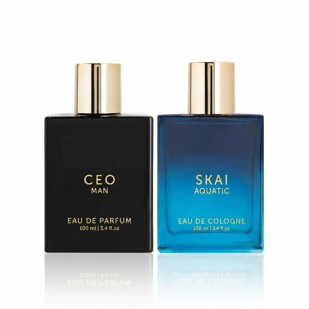 Luxury CEO & SKAI EDP Duo Perfumy 100ml Każdy | Premium Długotrwały Spray zapachowy | Zestaw perfum Unisex dla kobiet i mężczyzn, podpis na każdy dzień | 2 x 100ml