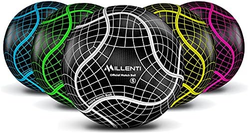 Millenti ProGrid Club Soccer Ball - Size 5 Black White Soccer Ball, Training Ball + Match Ball, High-Visibility Easy-to-Track Design (Black White) SB0905W