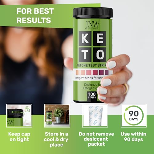 Image of Ketone Test Strips by JNW Direct, 100 Keto Test Strips for Keto, Low Carb Diet - Urine Test Strips, Ketosis Test Strips Urine, Keto Strips, Ketone Urinalysis Test Strips, Ketones Test Kit - Free eBook