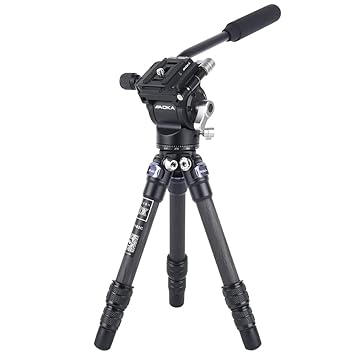 AOKA 15.7in/0.97lb Lightweight Compact Carbon Fiber Tripod with Hydraulic Head Travel Mini Video Tripod for Mobile Phone and Compact Mirrorless Cameras