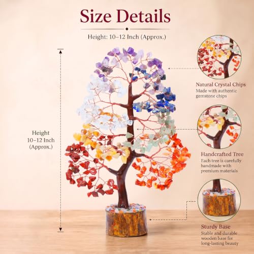 Image of Crocon 7 Chakhra Crystals Tree, 10-12 Inch Birthday Gifts for Women & Men
