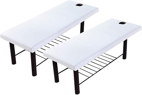 Miniatura 1 de WOOPOWER Juego de sábanas de masaje para salón de belleza, spa y sofá liso con agujero elástico para todo tipo de masajes, 2 unidades