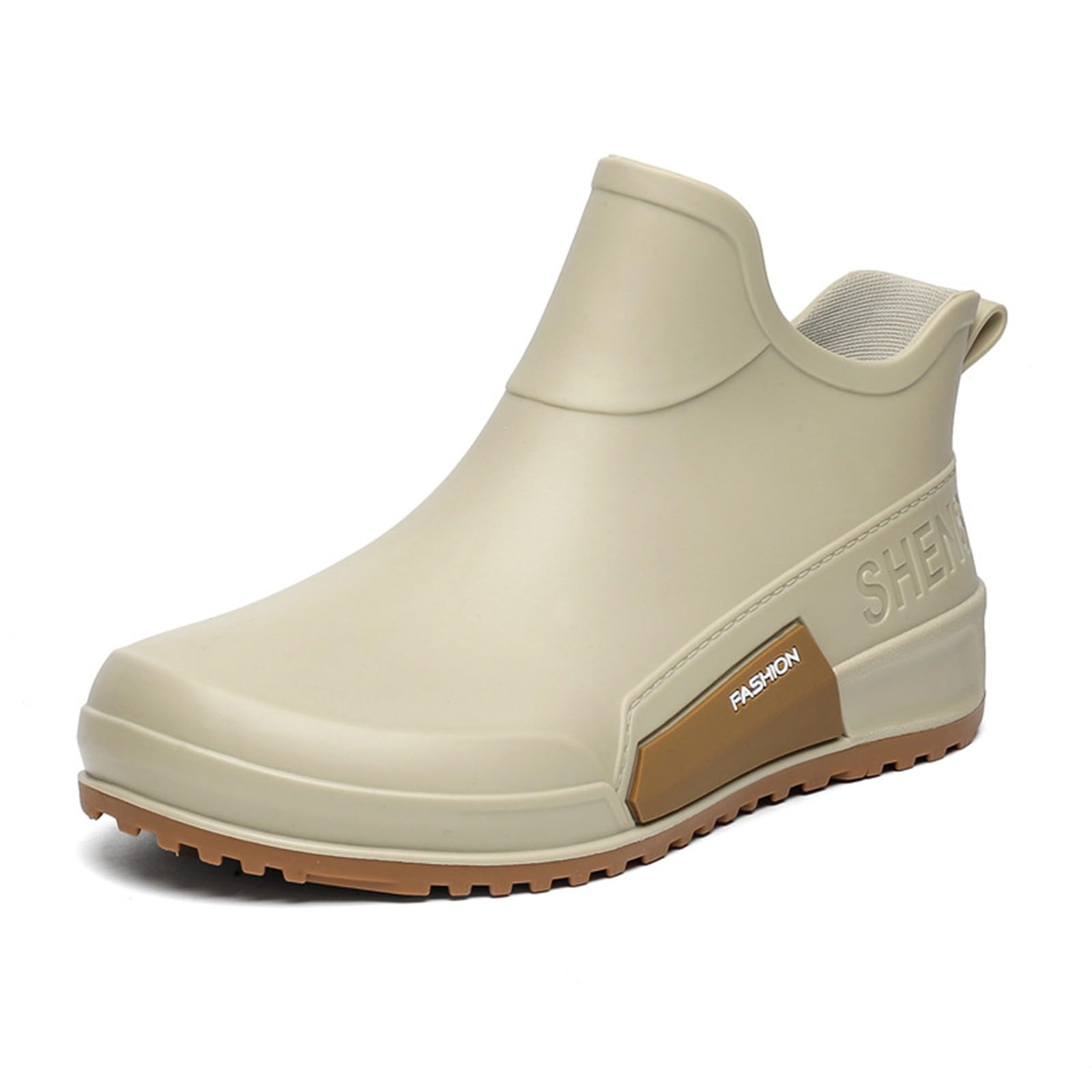Generisch Gummistiefel Damen Regenschuhe Wasserdicht Rutschfester Halbhoch Ankle Gummistiefeletten Gartenschuhe Einfarbig Weitschaft Stiefeletten für Regen Schnee Rain Boots