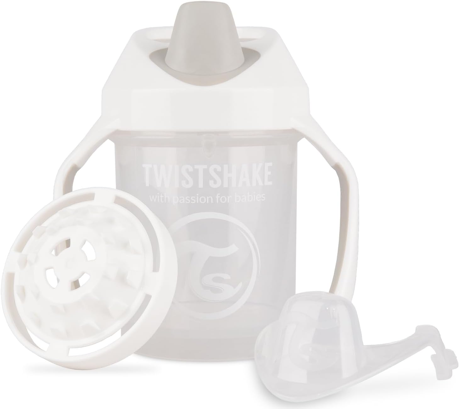 Non-Spill Baby Sippy Cup with Soft Spout & Fruit Mixer -230ml | Leak Proof and BPA-Free | Training Cup for Kids | Learning Water Bottle | White