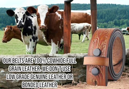 Image of F&L CLASSIC Western Belt without buckle for men - Full Grain Leather Cowboy Belts for jeans - One Piece Leather strap belt