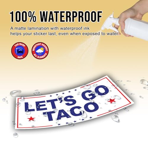 Image of Subtle Let's Go Taco Bumper Sticker Anti Funny Leftist Feminist Social Justice Human Rights White Vinyl Decal for Car Truck, Waterproof UV-Resistant 7.5x3.75in