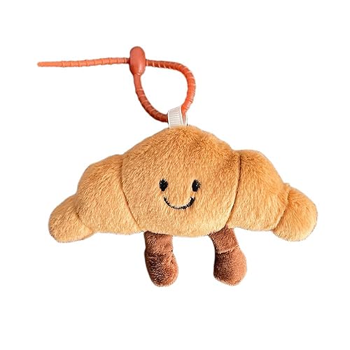 Cute Happy Smiling Bread Croissant Baguette Keychain Lucky Good Luck