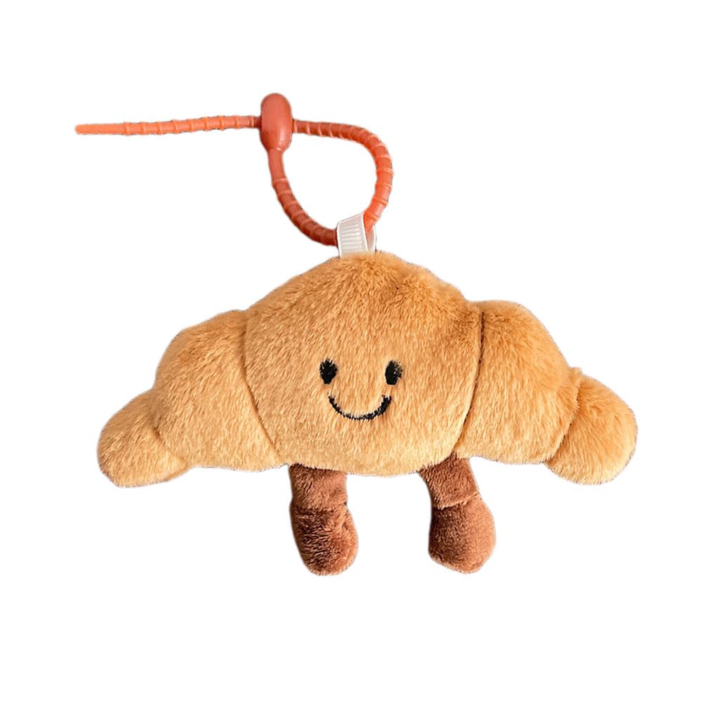 BONTOUJOUR Cute Happy Smiling Bread Croissant Baguette Keychain Lucky Good Luck Positive Energy Key Chain Ring Bag Pendant