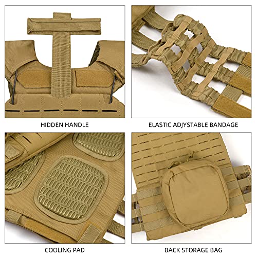 Leisontac 1000D Tactical Vest, Modular Weighted Vest For Endurance Training With Quick Release System And Fully Adjustable (Coyote Tan) #TOP5