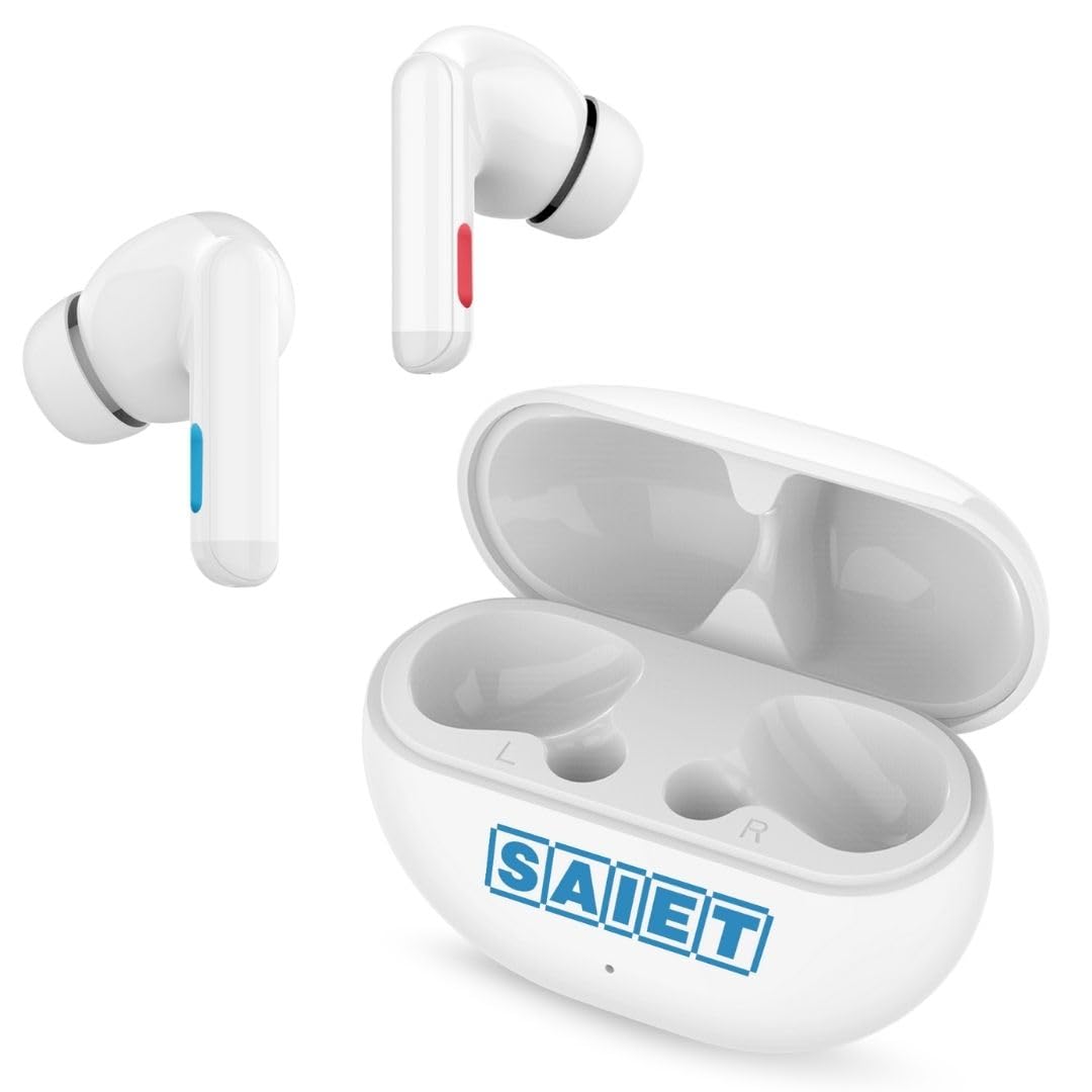 SAIET Audio MAX Auricolari per Anziani TWS con 5 Livelli di Amplificazione | Cuffie Bluetooth con Amplificazione Audio per Chiamate e Musica, App Dedicata, Design Moderno, Fino a 20 Ore di Autonomia
