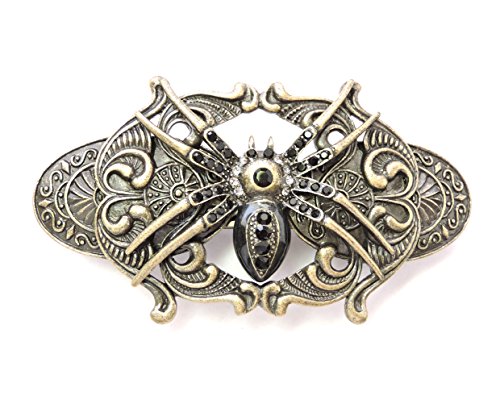 Faship Spider Barrette Black Rhinestone Crystal For Halloween