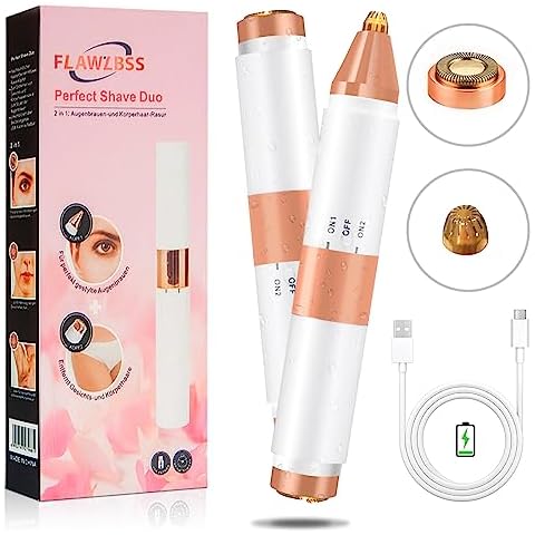 Nose Hair Trimmer, 2 in 1 Rechargeable Ear and Nose Hair Trimmer for Men and Women, Professional Painless Waterproof Eyebrow & Facial Hair Trimmer for Women Dual Edge Blades for Easy Cleansing White Cover