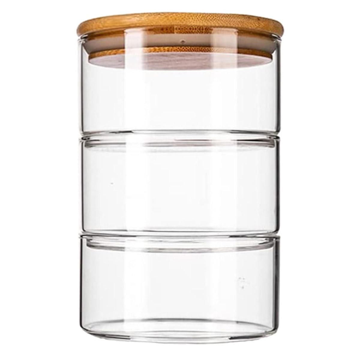 Veemoon Saladiers en Verre Empilables 3 Pièces Couvercles, Alimentaires Transparents Multi-niveaux pour Conservation et Organisation Réfrigérateur, à Polyvalent et Résistant