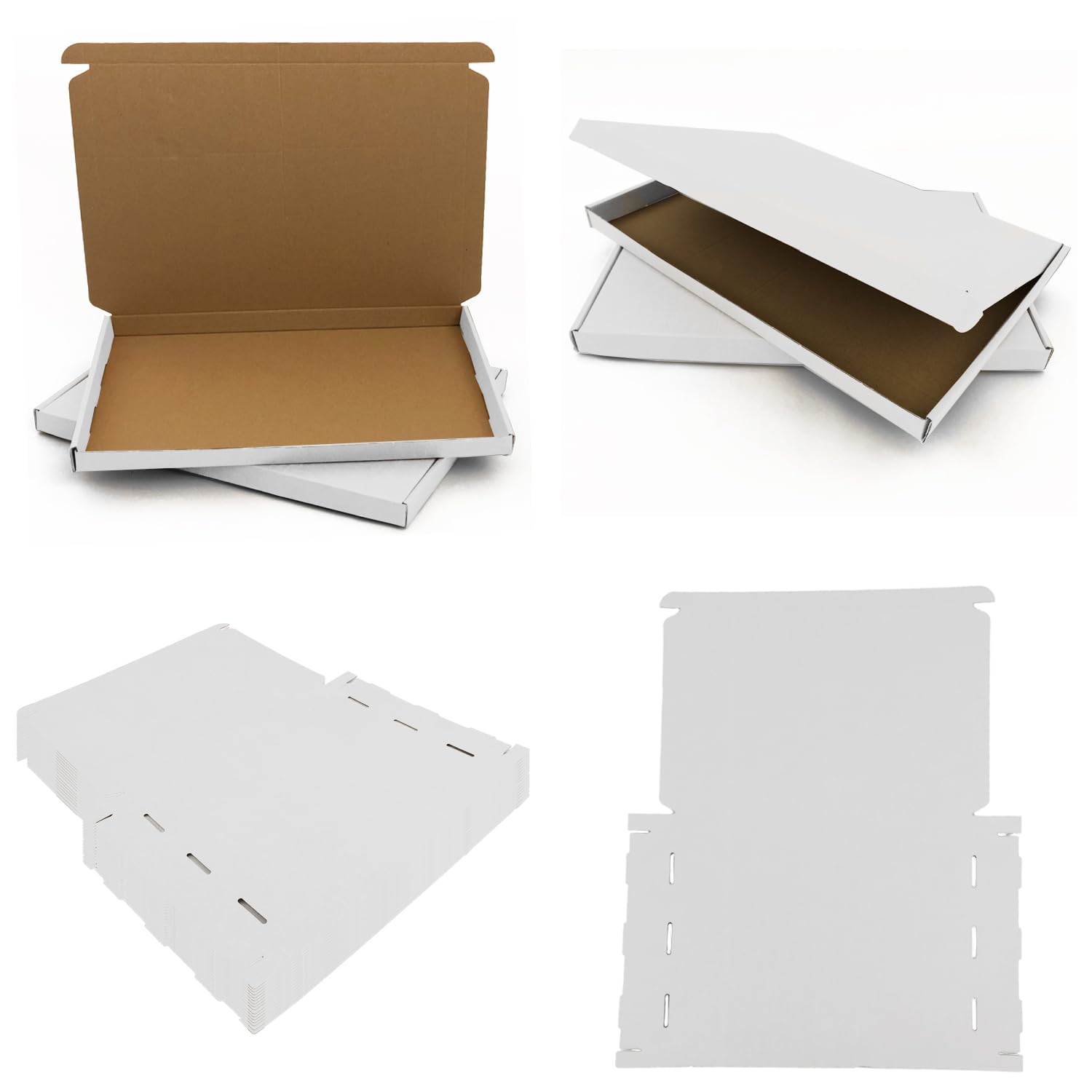 AKAR Corrugated White A4/C4 Pip Box - Large Letter Postal Box [Pack of 10]