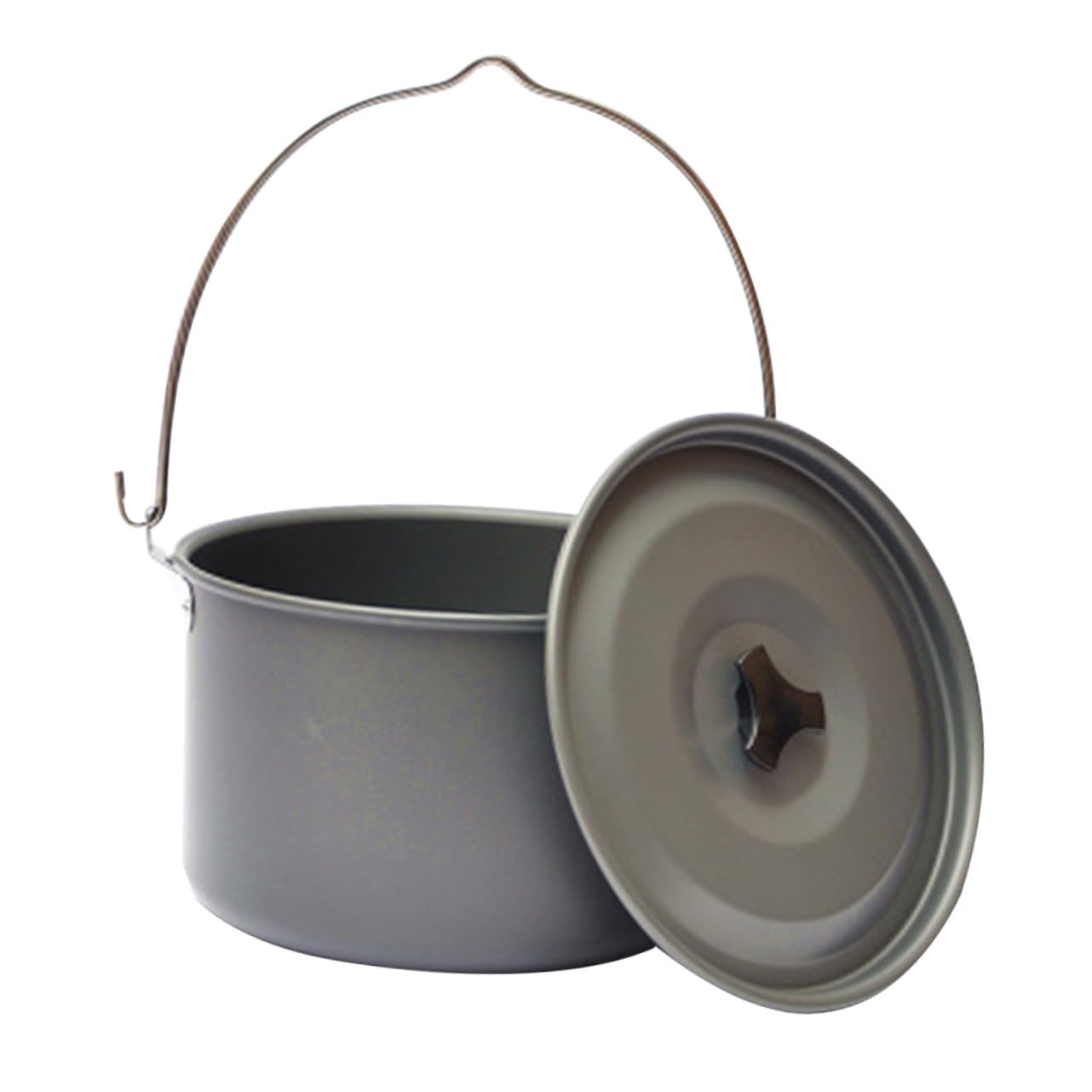 POPETPOP Casserole Suspendue de Camping en Alliage D’Aluminium 5-8 Personnes Poignée Pliable Antidérapante pour Vaisselle de Plein Air Randonnée Pique-niques