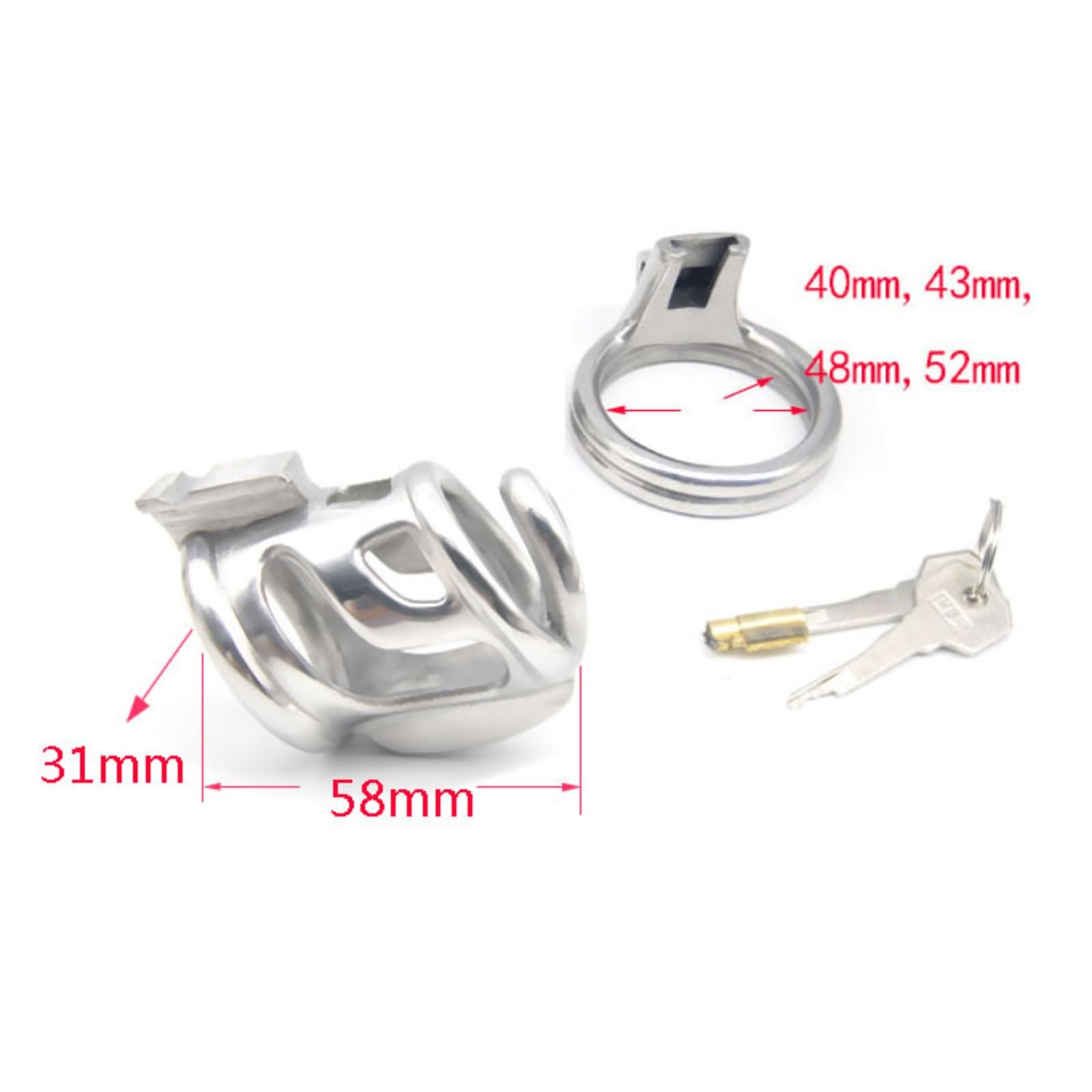 Hdynasty Jaula de Seguridad de Acero Inoxidable Ultra Transpirable para el Cuidado de la Salud Íntima Masculina (40mm,43mm,48mm,52mm)
