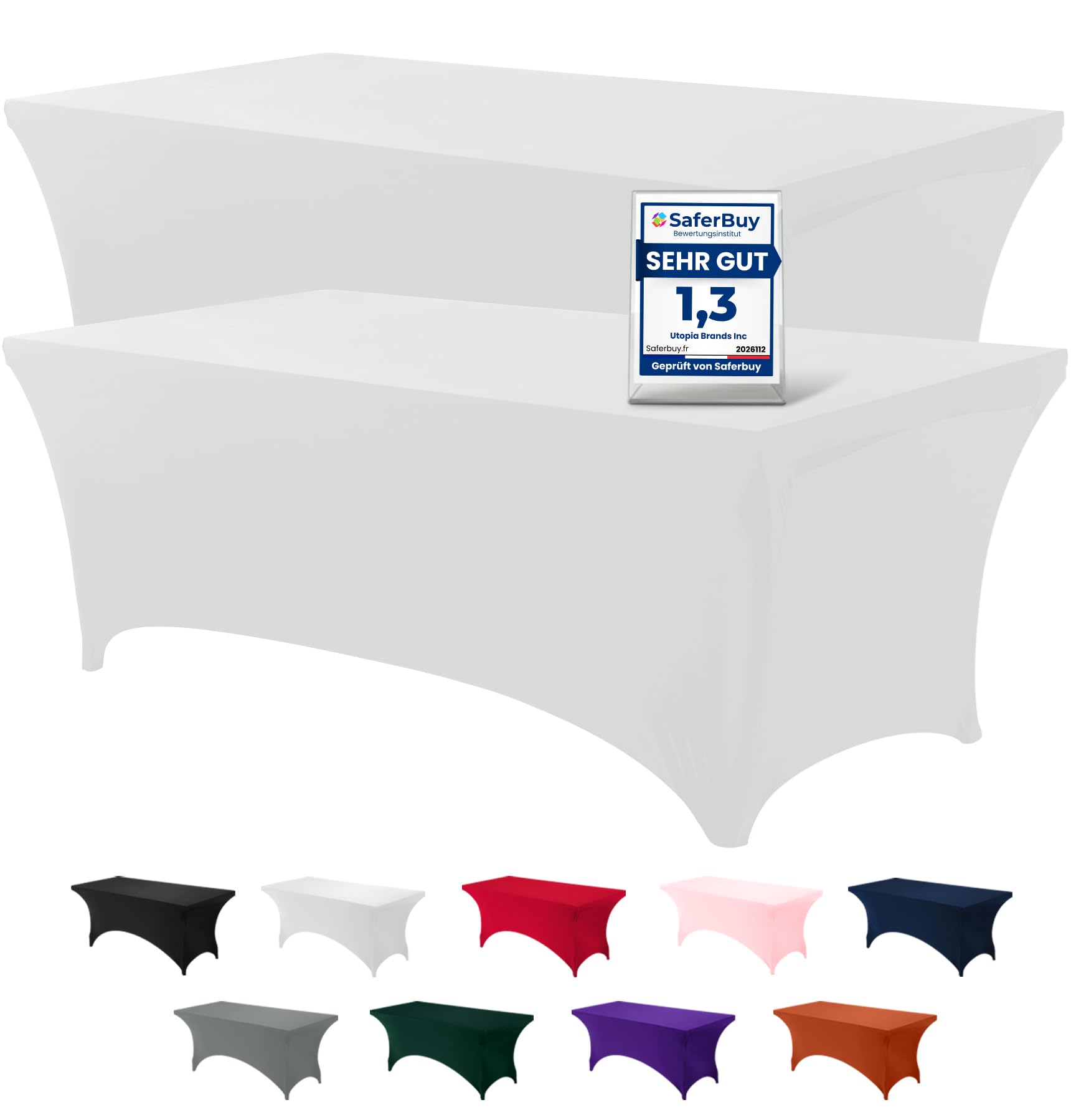 Utopia Kitchen Spandex Tischdecke Enge, Passgenaue, Waschbar und Faltenfrei Tischdecke Outdoor für Veranstaltung, Hochzeit, Bankett & Partys