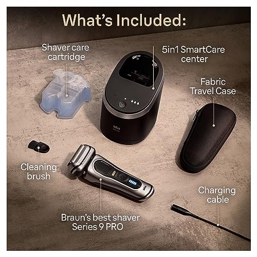 Image of Braun Series 9 Pro 9567cc Electric Shaver for Men, Wet & Dry Shave, Precision Trimmer, Gentle on Skin, Waterproof Shaver, AutoSense Technology, Advanced German Engineering, Silver