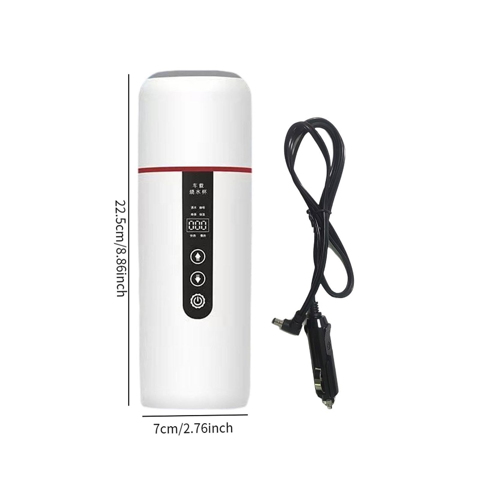 Taza Térmica Portátil para Coche de 12V/24V, Ideal para Té, Bebidas, La Escuela, El Trabajo, Blanco, Individual