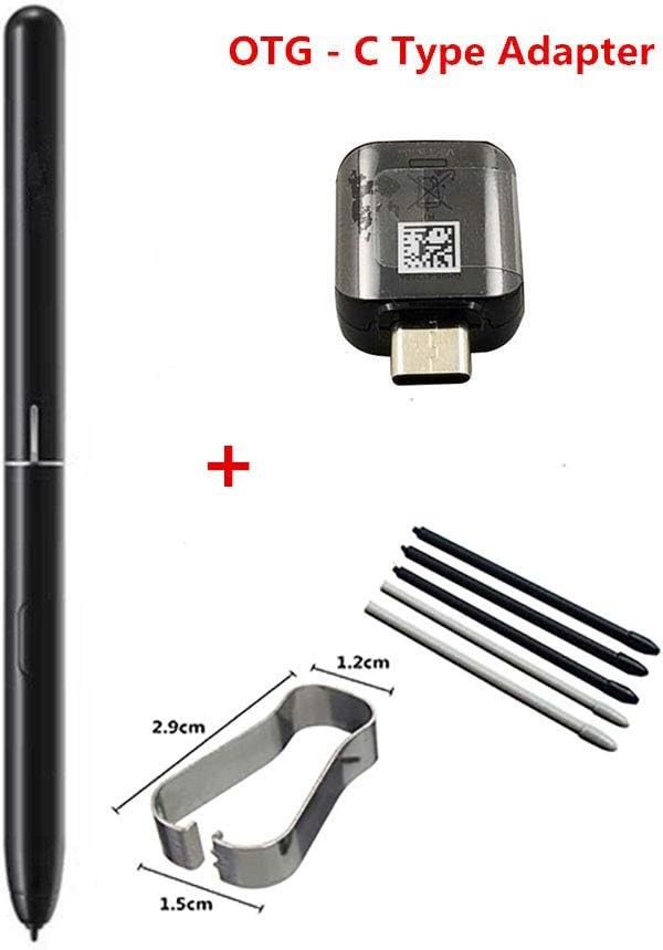 Galaxy Tab S4 Stylus Touch S Pen Replacement for Samsung Galaxy Tab S4 EJ-PT830B T835 T837 with OTG - C Type Adapter & Tips/Nibs (Black)