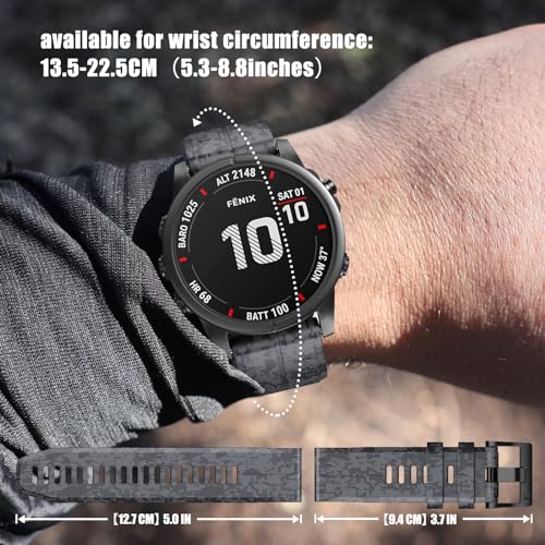 Compatible with Garmin Fenix 6X Pro/7X Pro/7X/6X/5X/5X Plus/3/3 HR Strap, 26mm Quickfit Strap for Descent MK1/Mk2/Mk2i - Image 3