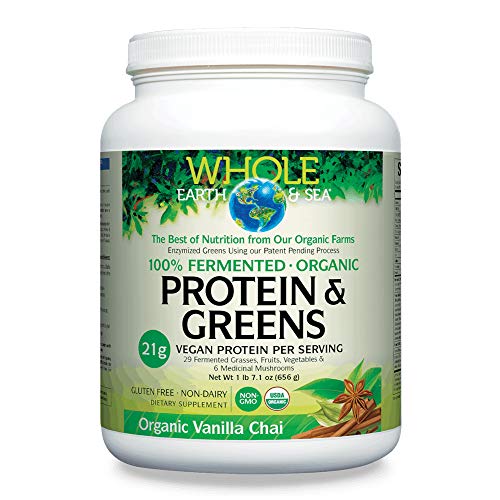 Whole Earth & Sea From Natural Factors, Organic Fermented Protein & Greens, Vegan Whole Food Supplement, Vanilla Chai, 1 Lb 7 Oz #TOP6