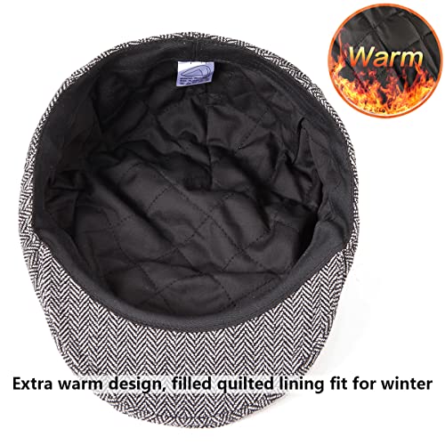 Image of LADYBRO 2 Pack Newsboy Hats for Men Wool Scally Cap Mens Flat Cap, Stylish Winter Cap for Man - Monkey Cap & Beanie Cap for Men