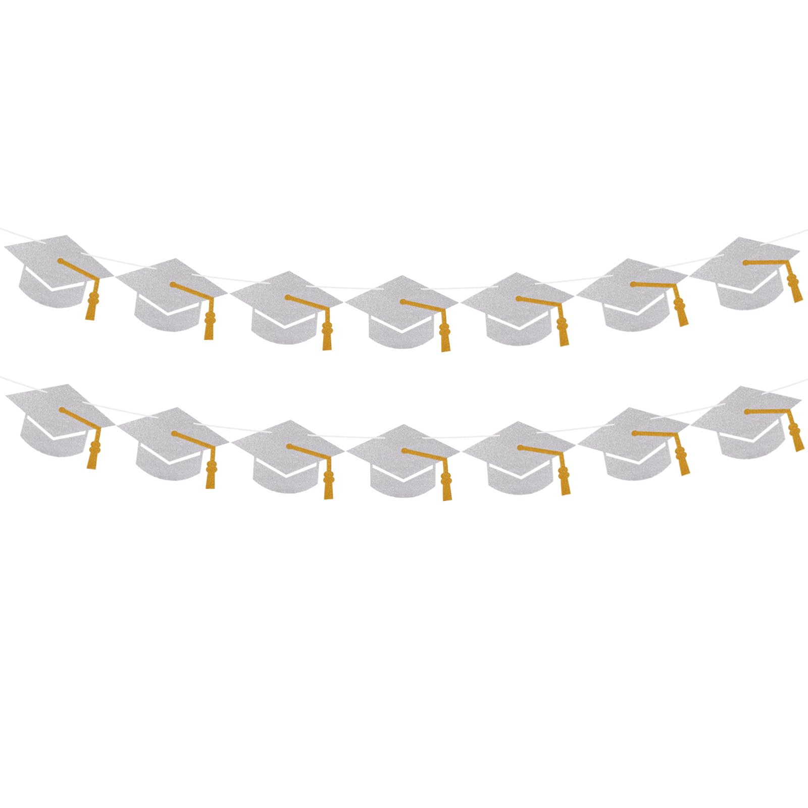 Photo 1 of 2026 Graduation Decorations Class of 2026 Grad Banner Pre-Strung Glitter Graduation Garland with Tassel Grad Cap Banner for Grad Party Supplies (Silver)